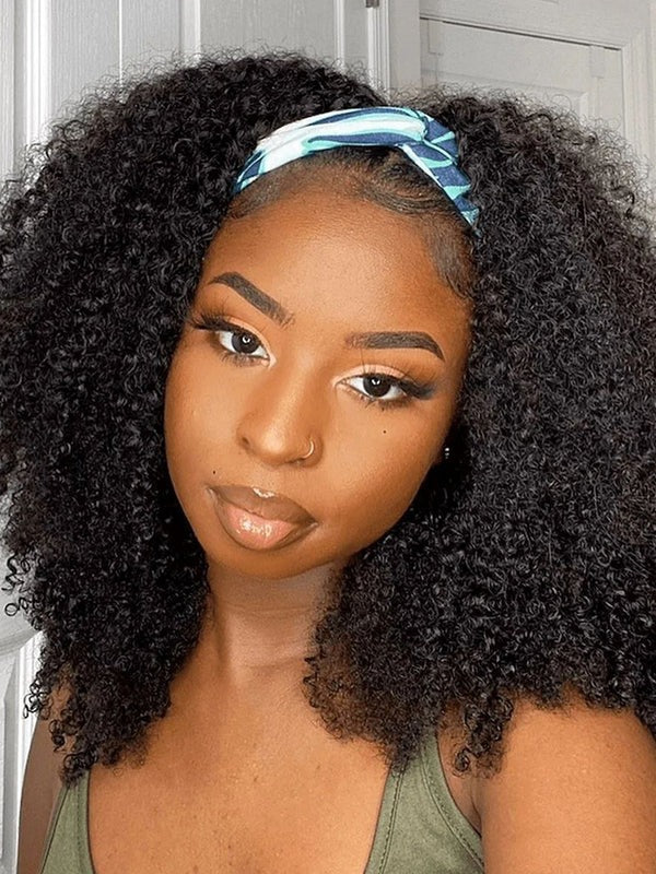 Simidola Afro Kinky Coily Hair Headband Wig Adjustable No Lace Wigs