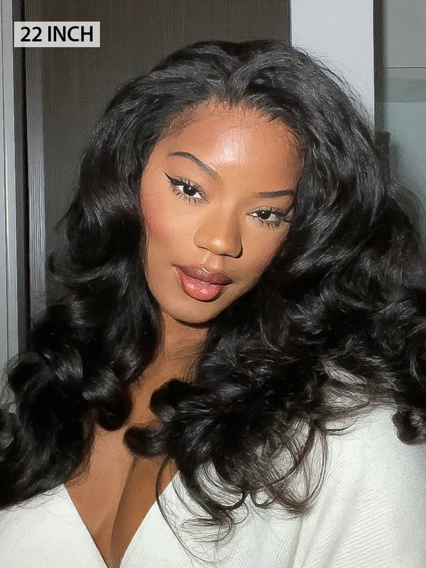 Simidola Glueless Body Wave 3 In 1 Half Wig Drawstring Band Wear Go Wig Invisible Hairline