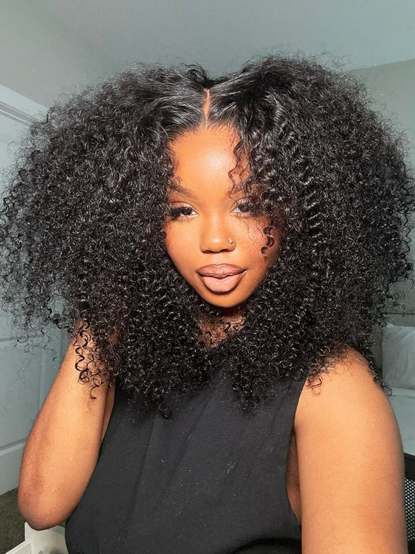 Simidola Pre-Bleached Knots Kinky Curly 13x4 13x6 HD Lace  Human Hair Wear Go Glueless Wig With Elastic Drawstring