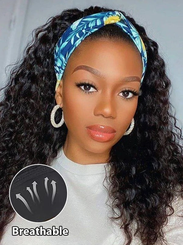 Simidola Water Wave Headband Wig Adjustable No Lace Wigs