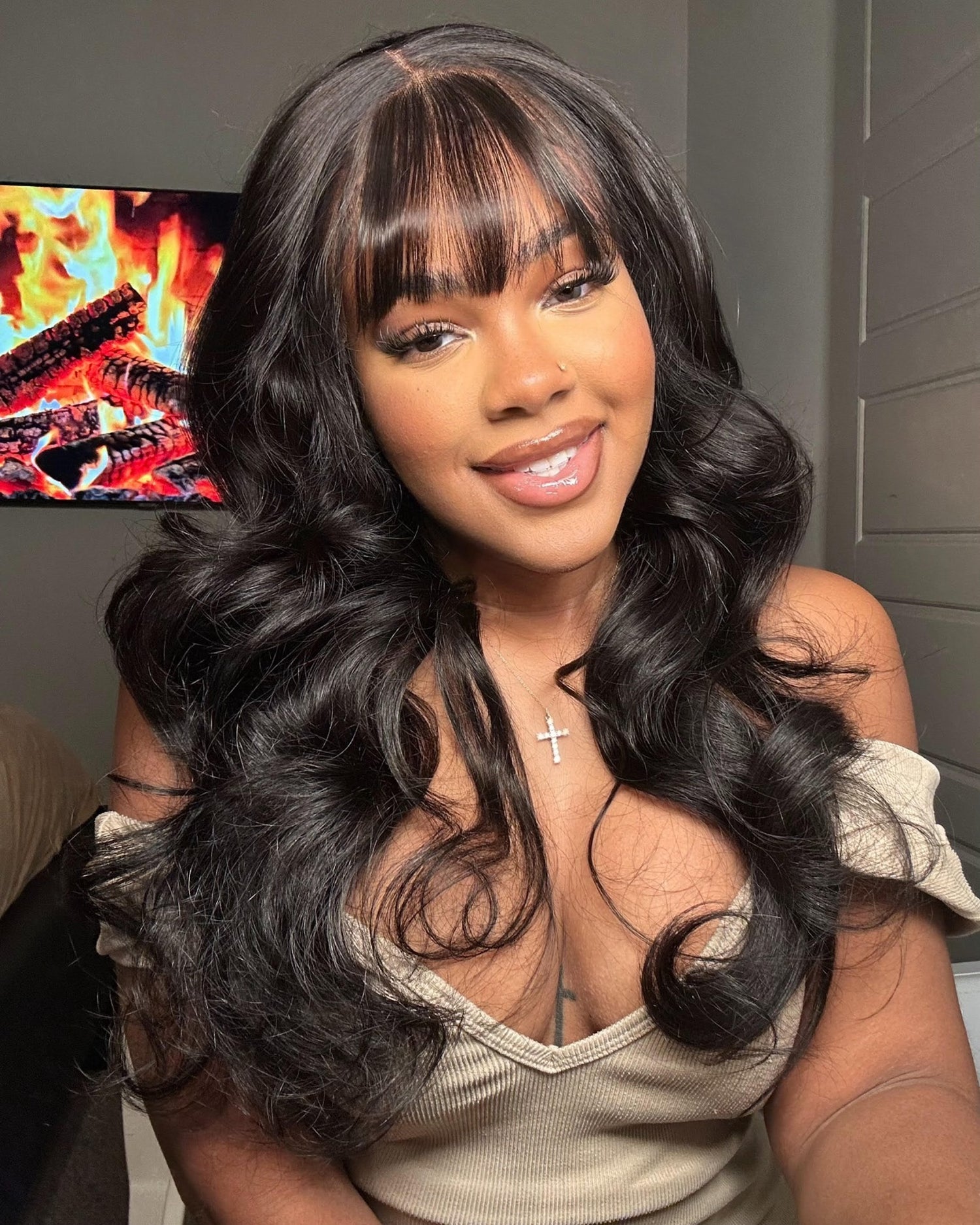 Simidola Pre-Everything Body Wave With Curtain Bangs 13x4 13x6 HD Lace Human Hair Wear Go Glueless Wig With Elastic Drawstring