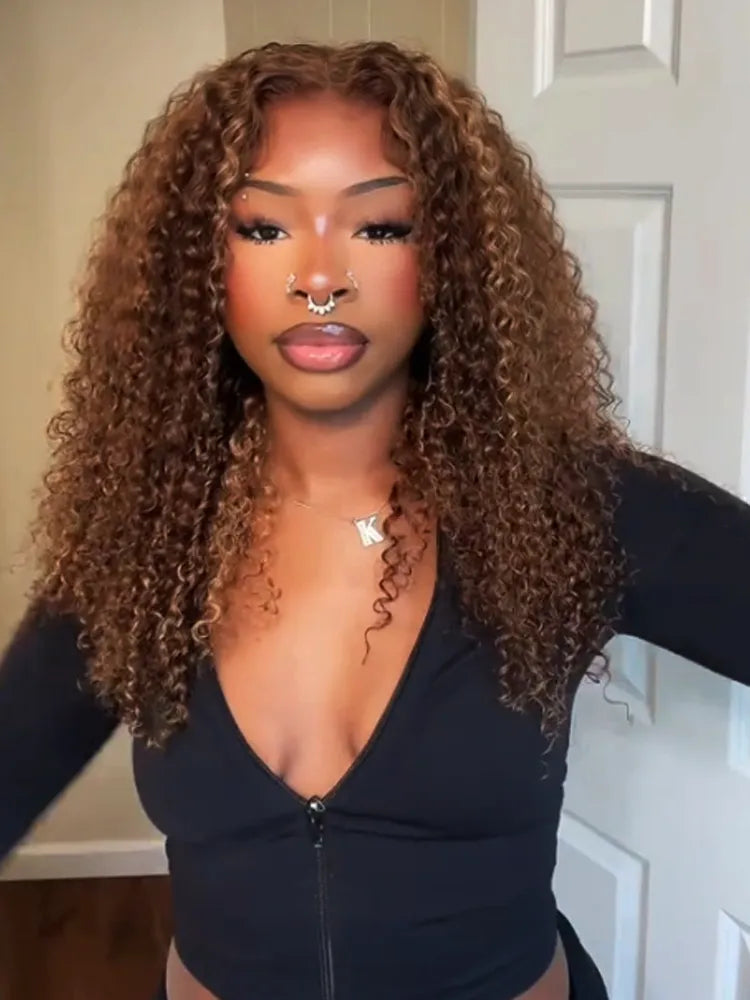 @kianabratdoll_ Same 20 inch Highlight Brown Wear Go 4x6 Lace Kinky Curly Wig