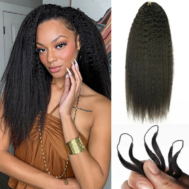 Kinky Straight Crochet Human Hair Pre Separated Knotless Hair Extensions Reusable Feather Soft