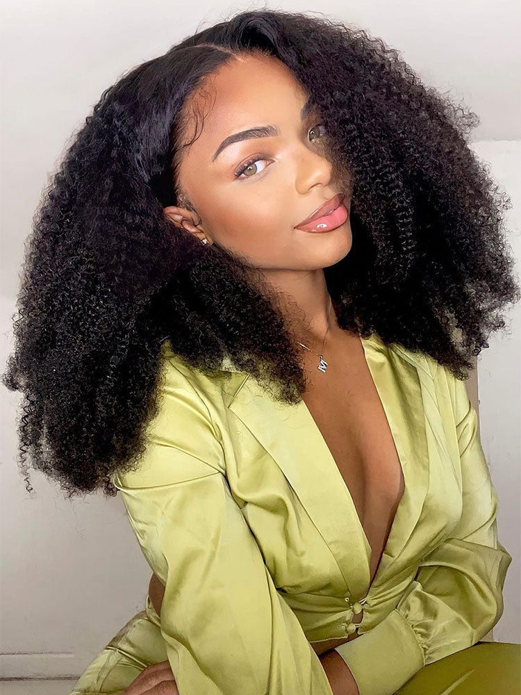 Simidola V Part Afro Curly No Leave Out Thin Part Glueless Wigs Beginner Friendly Human Hair Wig