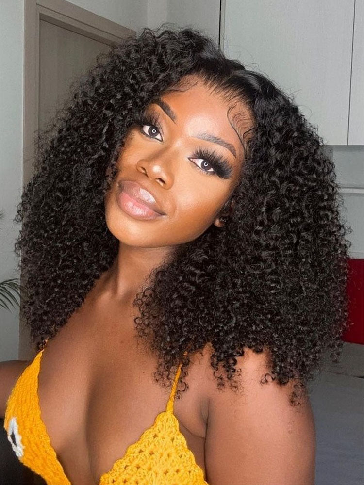Pre-Bleached Knots|Wear & Go 4x6 HD Lace Kinky Curly Bob Wig