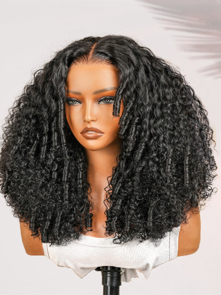 Pre-Style 250% Density Curly Glueless Wigs Ready To Go 7x5 Pre-Cut HD Lace Wig Pre-Plucked