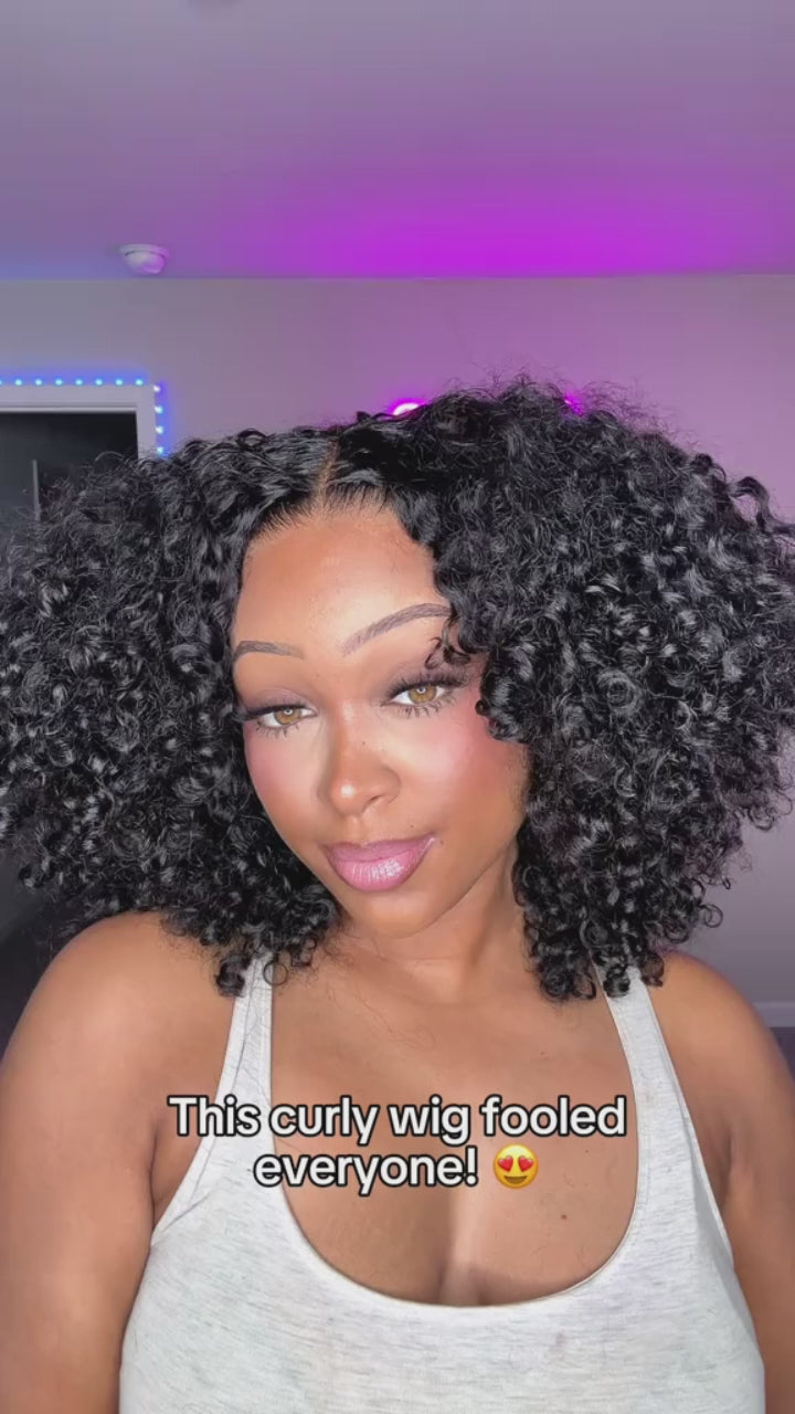 Simidola M-CAP Wear Go 9x6 HD Lace Pre Bleached Tiny Knots Kinky Curly Bob Wig