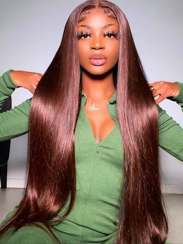 Simidola Reddish Brown Color 7x5 Lace Straight Hair Wear Go Glueless Wig Pre Plucked Natural Hairline