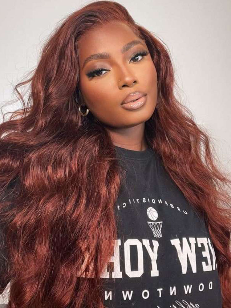 Simidola Reddish Brown Color 7x5 Lace Body Wave Wear Go Glueless Wig Pre Plucked Natural Hairline
