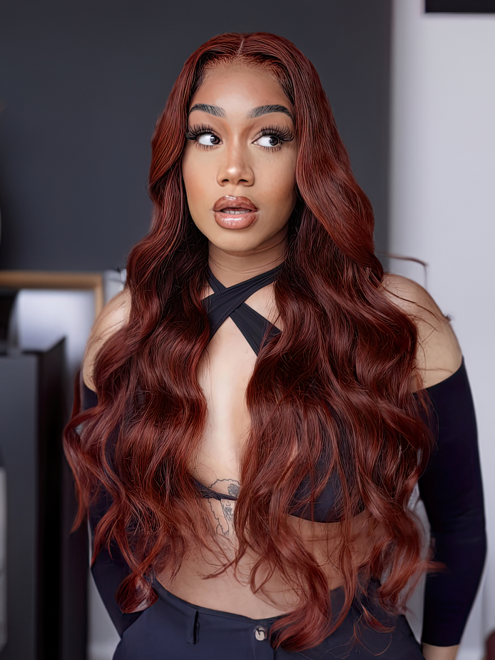 Simidola Reddish Brown Body Wave Lace Front Wig