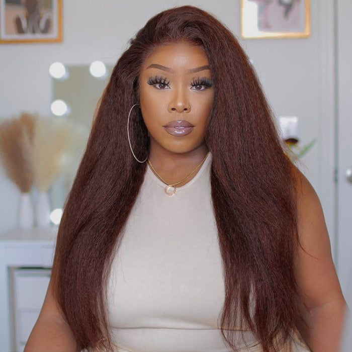 Pre-Plucked | Simidola Reddish Brown Wear Go 4x6 Lace Kinky Straight Hair Wig