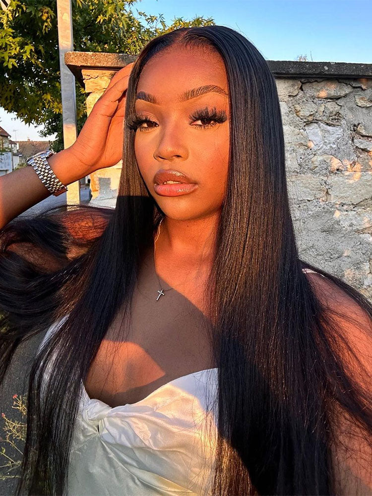 Simidola Pre-bleached 7x5 Pre-cut Pre-plucked Straight Hair Wear Go Glueless Wig With Drawstring