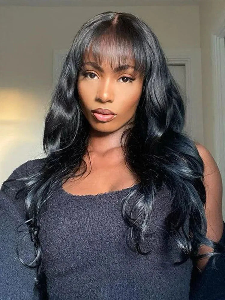 Simidola Glueless Body Wave No Lace Wig with Bangs