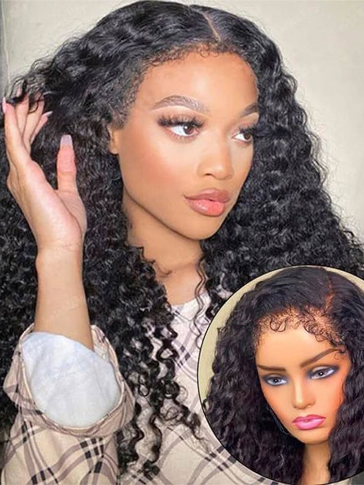 Simidola 4C Edges 13x6 | Type 4C Kinky Edges Human Hair Water Wave 13x6 Lace Frontal Wig With Realistic Hairline